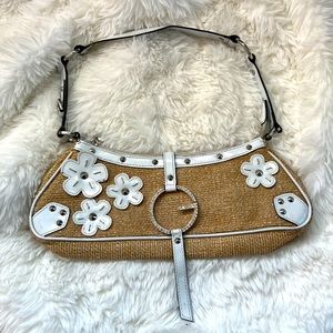Guess Straw and White Leather Purse